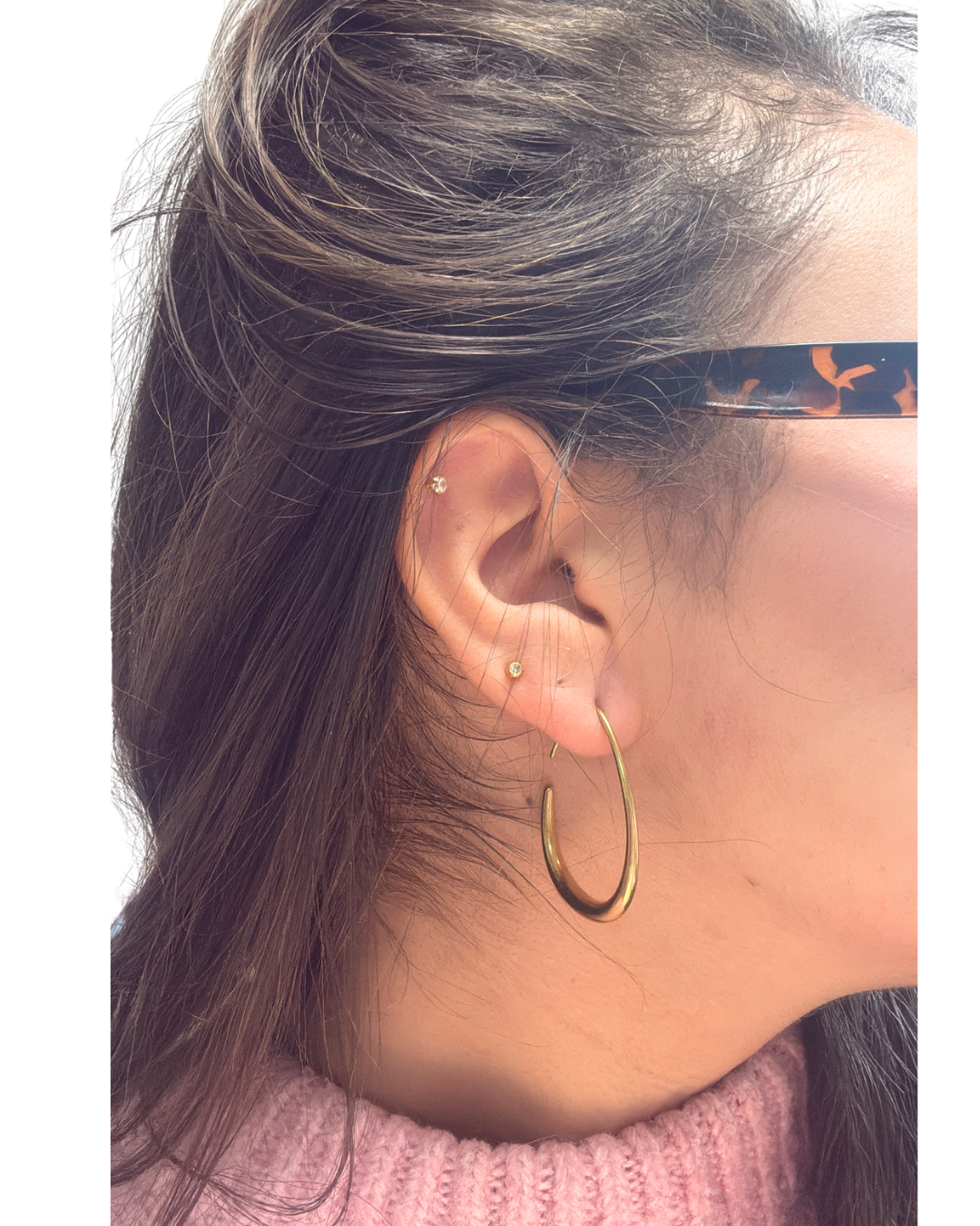 Boucles d’Oreilles – Fluid Hoop en Acier Inoxydable Doré