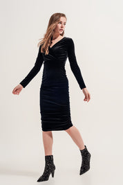 Robe noir velours moulante