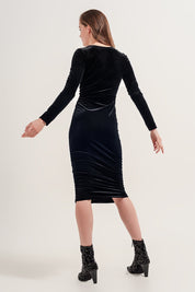 Robe noir velours moulante
