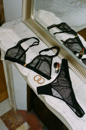 Tanga Samedi Minuit noir transparent lingerie - Mood Paris
