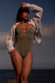 June you to me-One-piece swimsuit-Olive green and orange